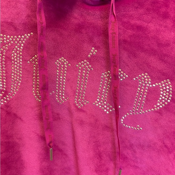 Juicy Couture Magenta Velour Hoodie | XL | Cropped Sleepwear 🩷💗✨ Y2K - Picture 9 of 16